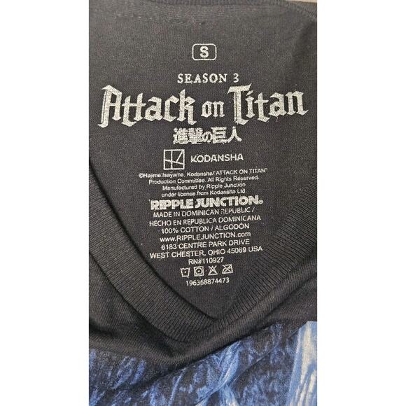 Official Attack On Titan Survey Corp Season 3 Black T-shirt Size Small - Picture 4 of 4